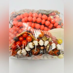 Vintage & Modern Orange Peach Colored Beaded Necklace, Mystery Jewelry Lot 4LBS